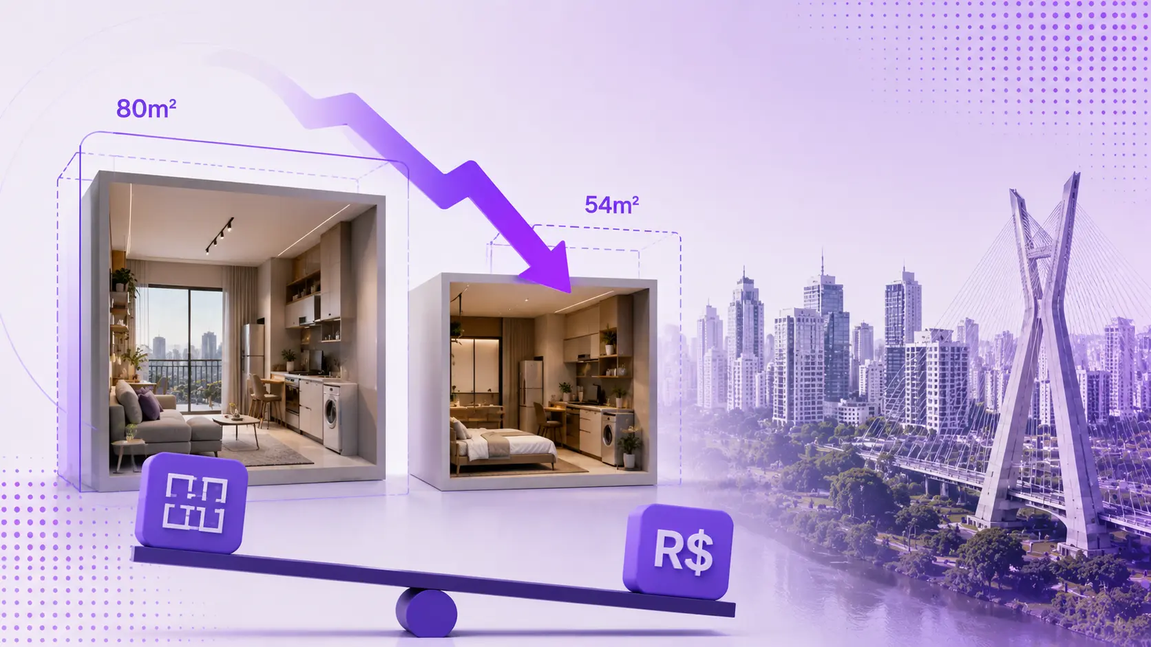 Edifícios residenciais em Curitiba representando apartamentos compactos, valorização do metro quadrado e investimento imobiliário.