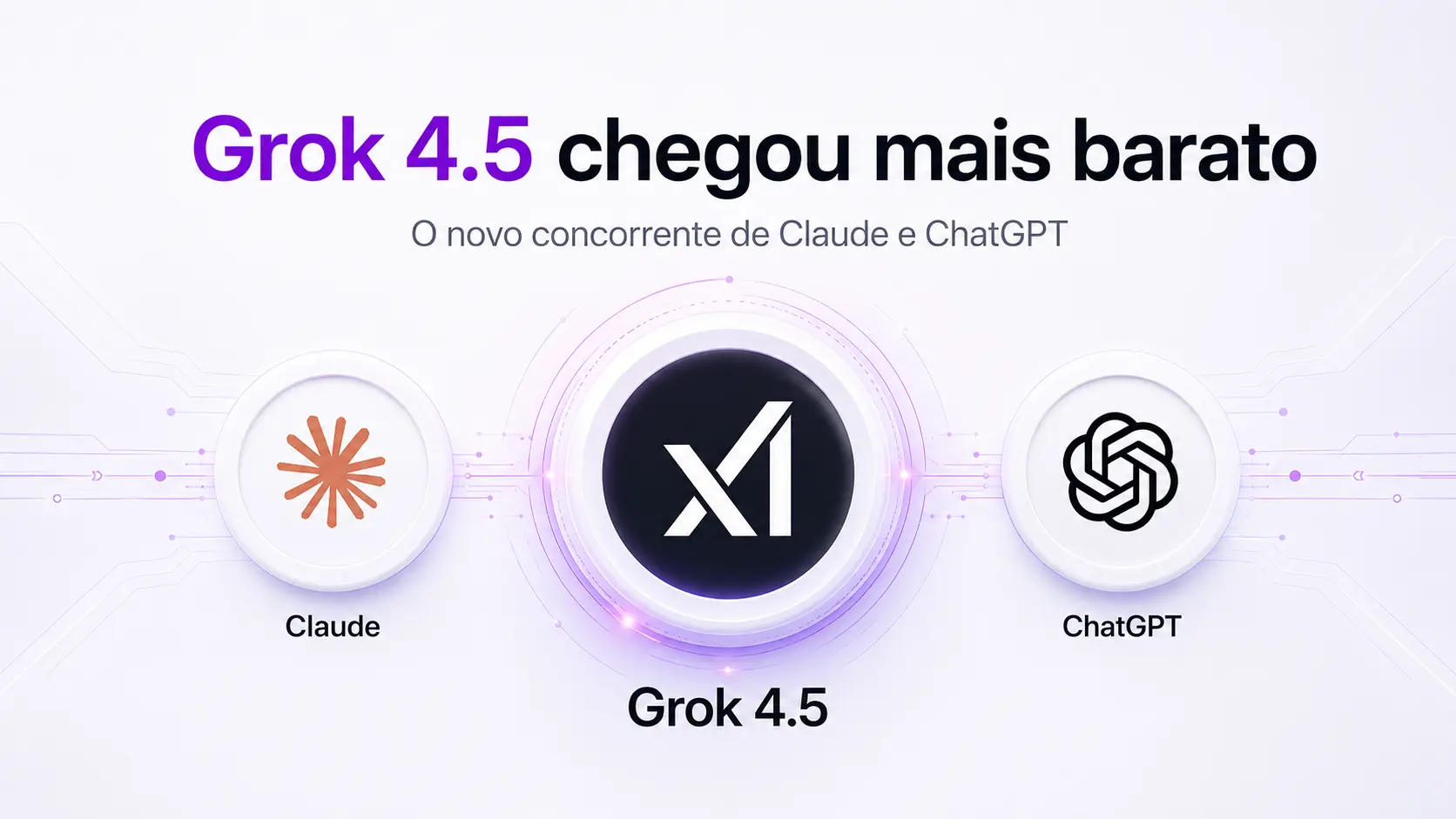 Ilustração tecnológica com rede neural, notebook com código, gráfico de custo e alerta de verificação, representando a escolha de modelos de inteligência artificial.