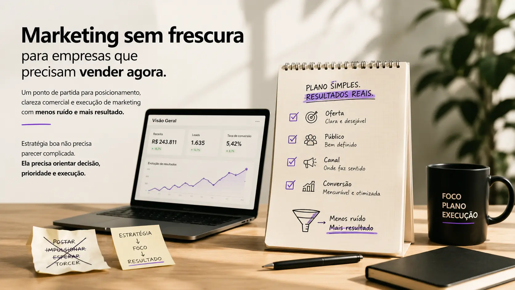 Estratégia de marketing clara e organizada para vender melhor